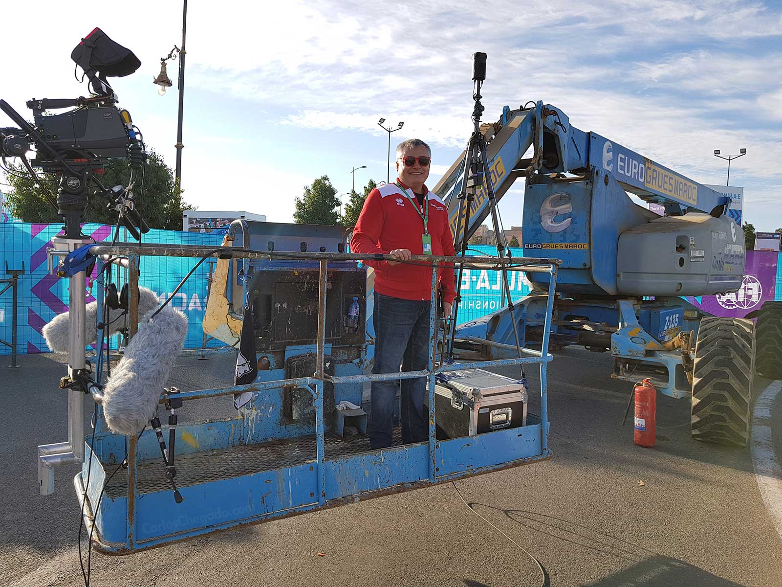 Carlos Chegado and the ZCAM S1 on the Crane at Marrakesh ePrix